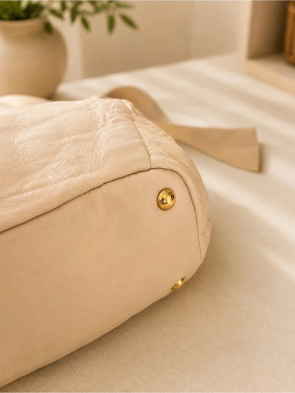 Prada Fiocco Bow Tote Cipria Nappa Leather Rare Archive Bag + Chain - Picture 5 of 16